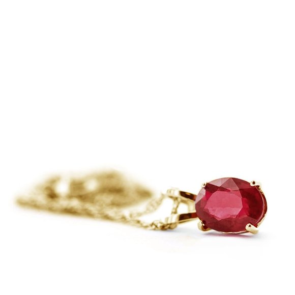 14K. SOLID GOLD NECKLACE WITH NATURAL RUBY - Picture 2 of 9